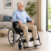 Tagesan 120 KG Taşıma Kapasiteli Ky809bj Siyah Kumaş Standart Transfer Refakatçı Frenli Tekerlekli Sandalye