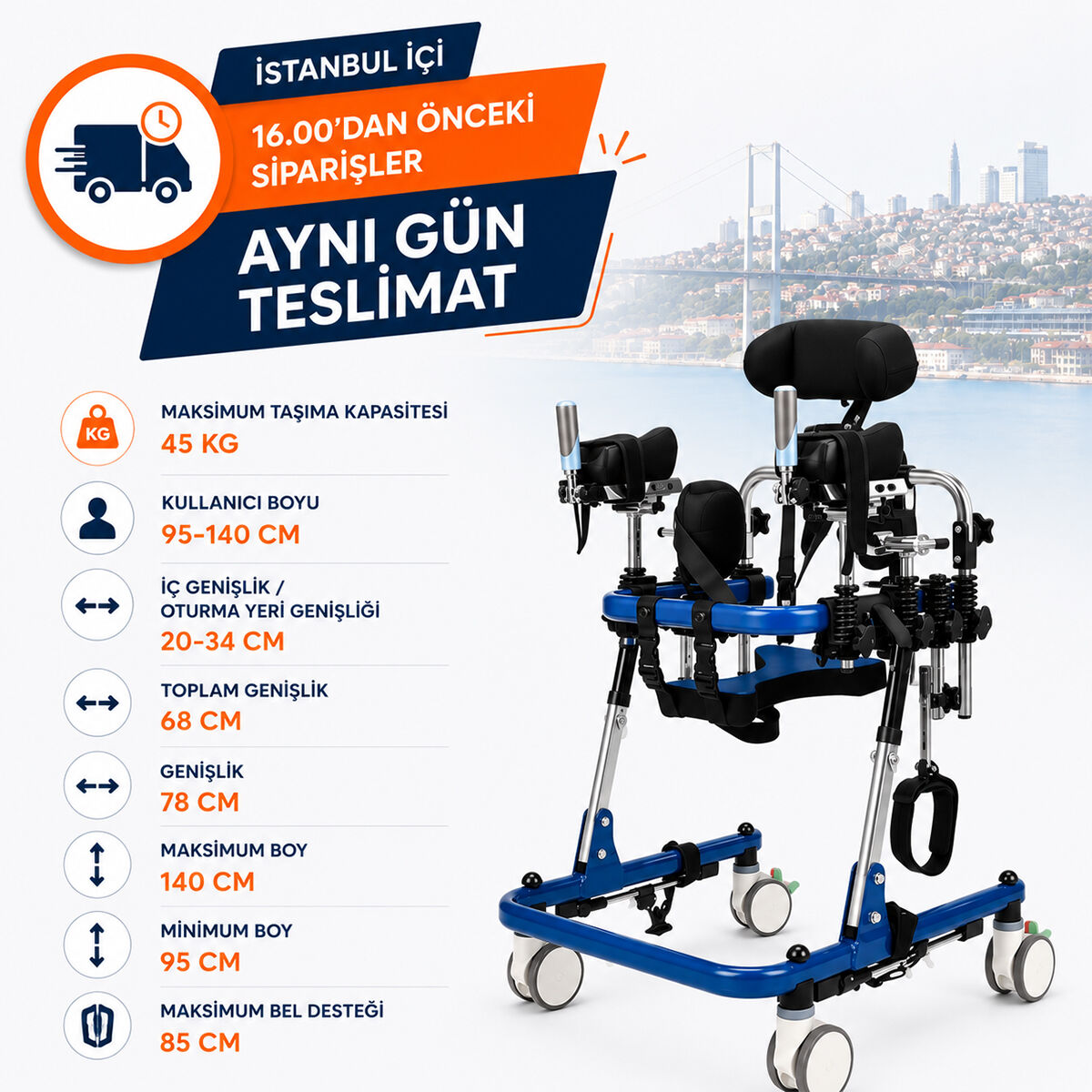 P557 Serebral Palsi Çocuk Yürüteci | Ayarlanabilir, Güvenli ve Ergonomik Yürüme Desteği
