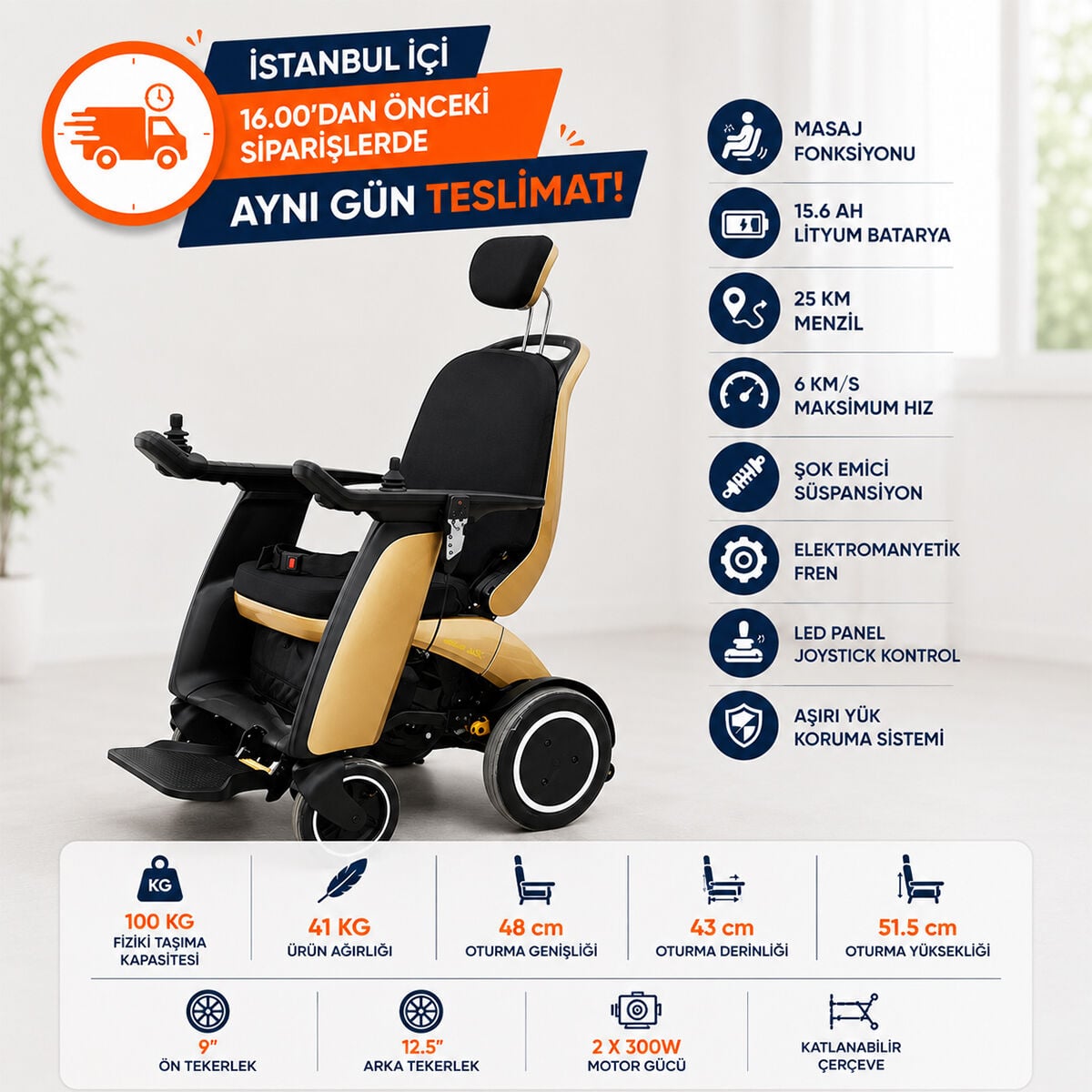 P911 ProLuxe Masaj Koltuklu Akülü Tekerlekli Sandalye