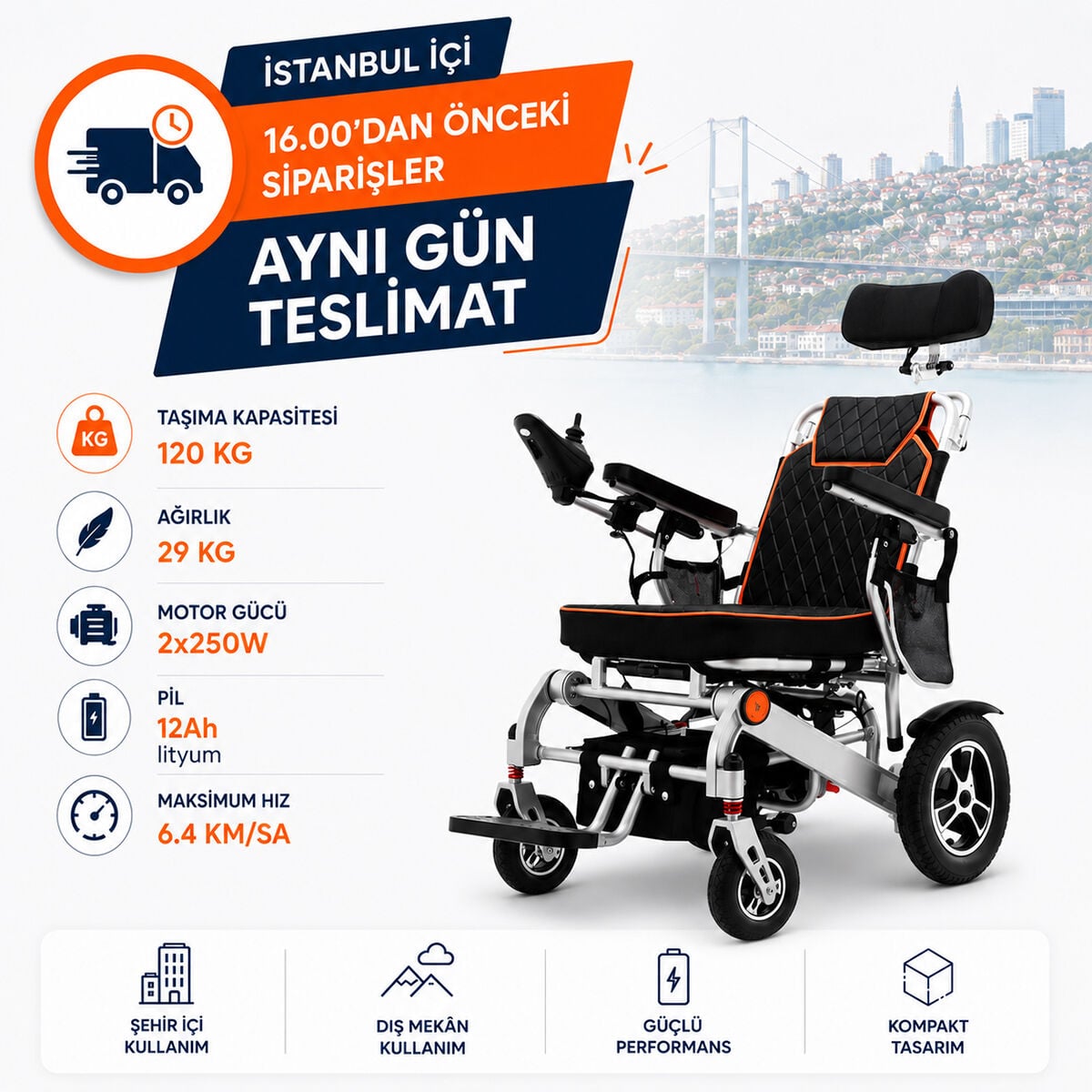 P-206 Ultra Hafif Katlanabilir Akülü Sandalye
