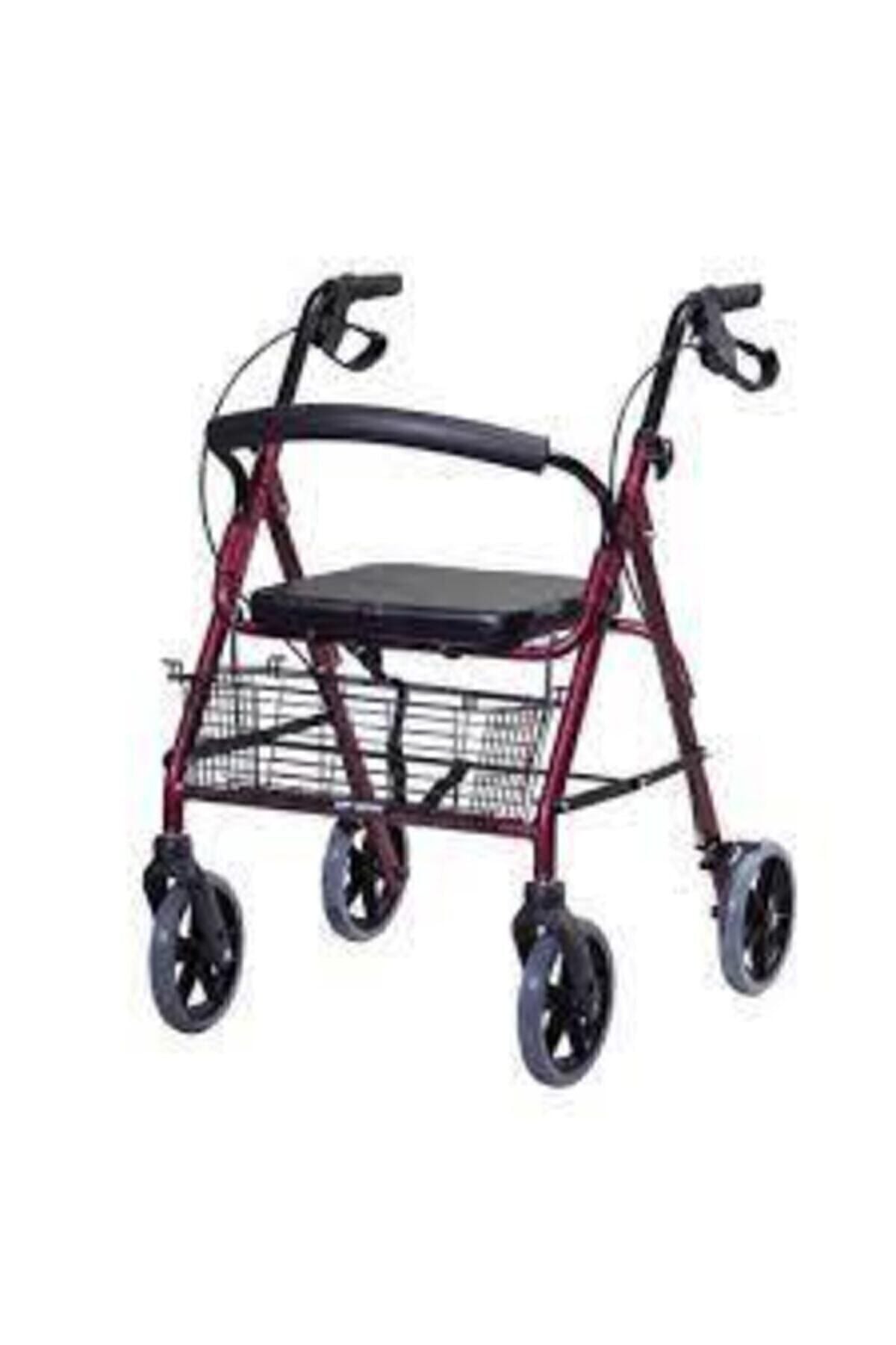 TM-H 8026 Arkalıklı 4 Tekerlekli Walker | Oturaklı Katlanabilir Frenli Rolatör
