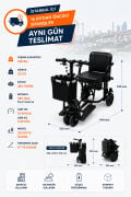 P409 3 Tekerlekli Engelli Scooter Aracı | Katlanabilir, Hafif ve Kompakt Akülü Scooter