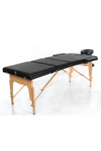COMFORT Katlanabilir 3 Parçalı Ahşap Masaj Masası,çanta Tipi Masaj Yatağı Siyah