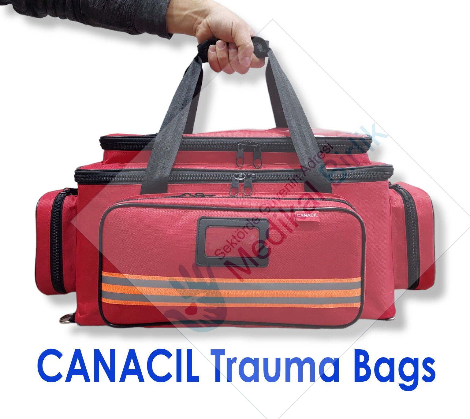 Canacil Travma Çantası TK6521 Kırmızı Profesyonel Acil Müdahale Çantası 63CM