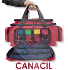 Canacil Travma Çantası TK6521 Kırmızı Profesyonel Acil Müdahale Çantası 63CM