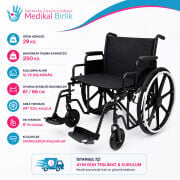 P114 XXL Size Bariatrik Tekerlekli Sandalye | 61 cm Oturma Genişliğine Sahip Güçlü ve Dayanıklı Model