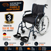 RÖMER R213 Lüx Alüminyum Manuel Tekerlekli Sandalye 51 cm | Katlanabilir Refakatçi Frenli Hafif Manuel Sandalye