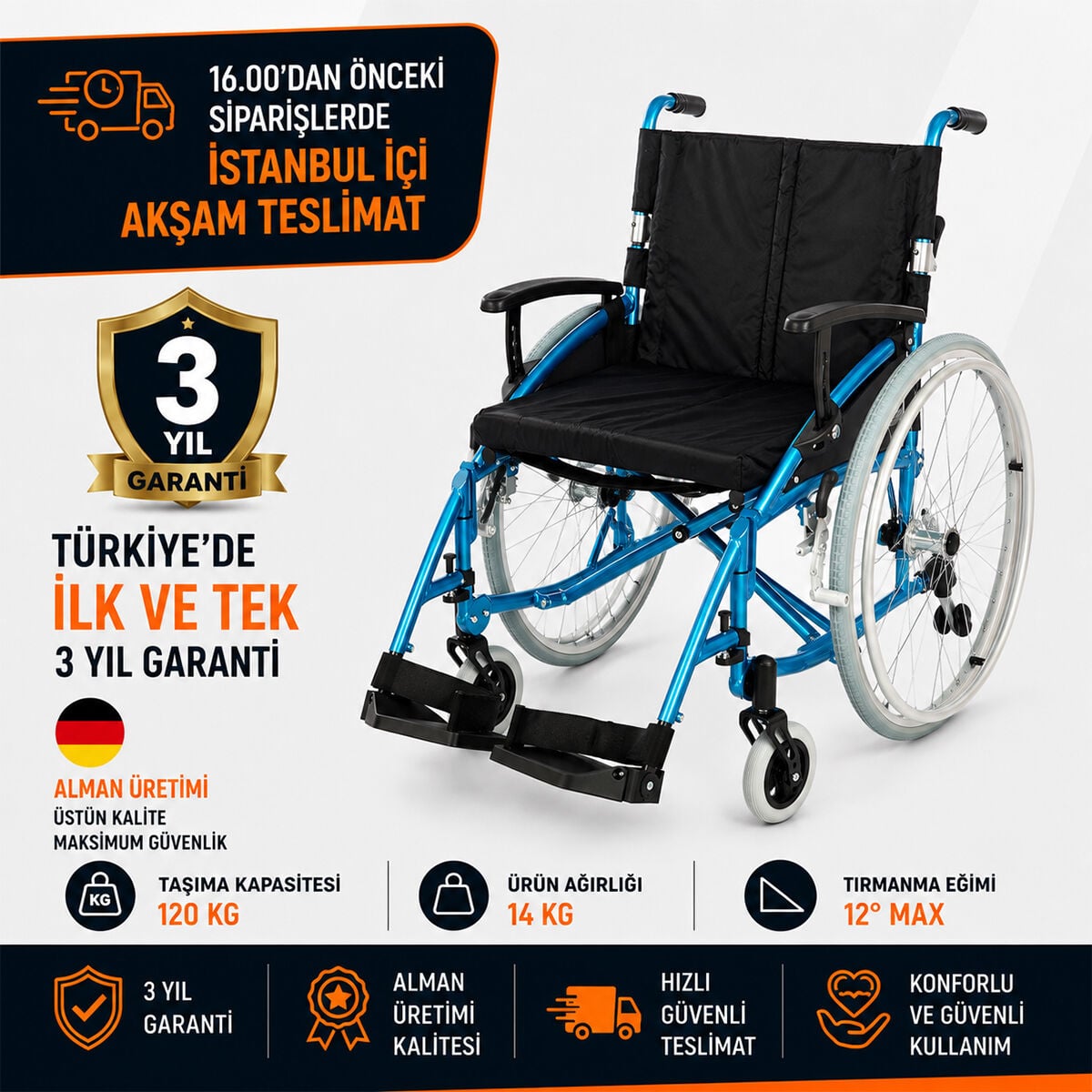 Römer R214 45 cm Life Alüminyum Tekerlekli Sandalye