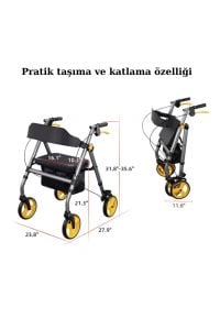 Poylin P581 rollatör Ekonomik Rollatör POYLİN 4 TEKERLİ LÜX OTURAKLI YÜRÜTEÇ