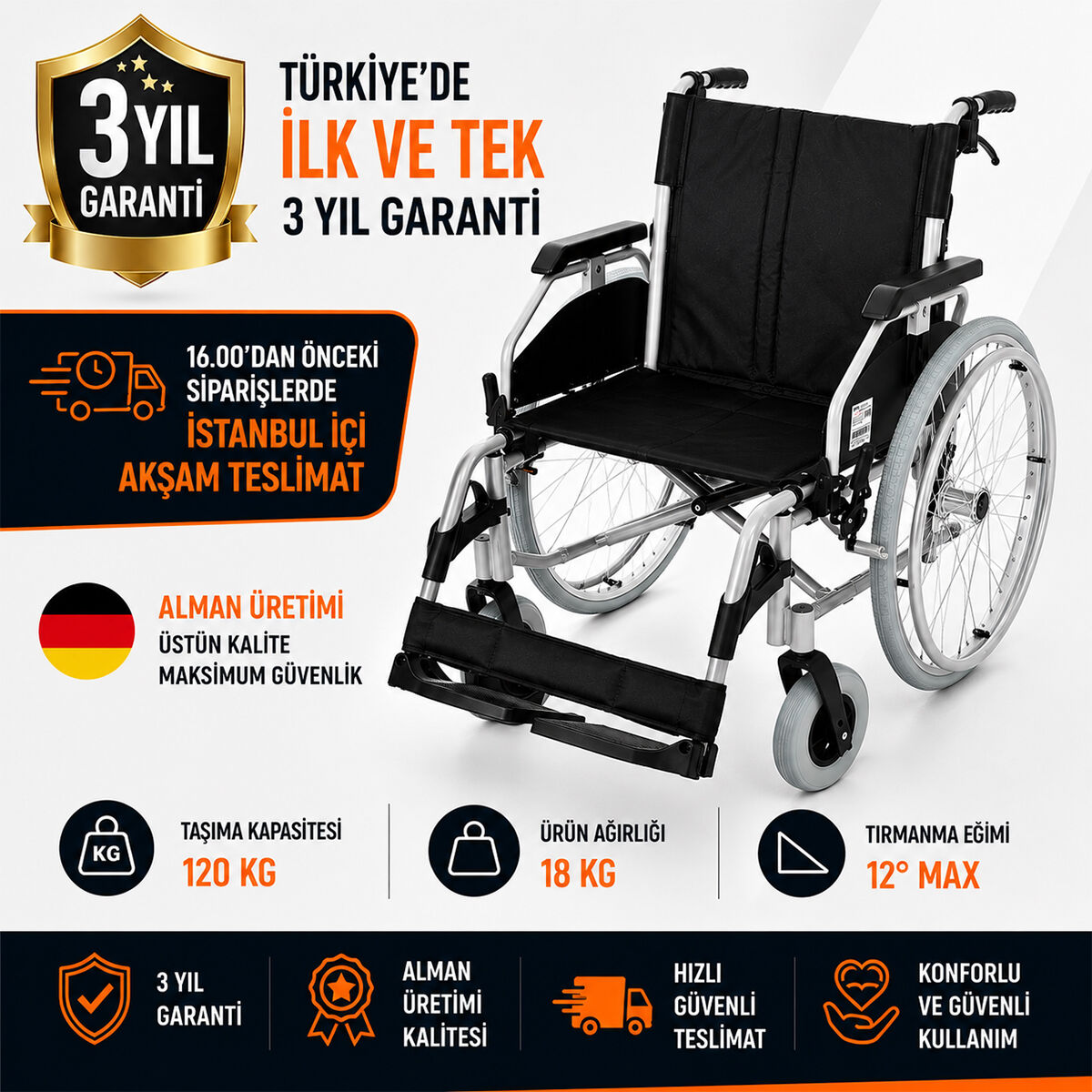 Römer R222 45 cm Disk Frenli Alüminyum Manuel Tekerlekli Sandalye