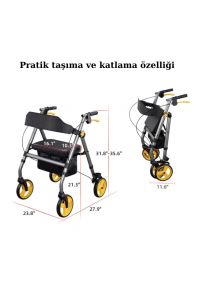 Poylin P581 Ekonomik Rollatör Tekerlekli Yürüme Desteği Yürüteç Rollatör Yaşlı Yürümeye Destek Araç Aparat
