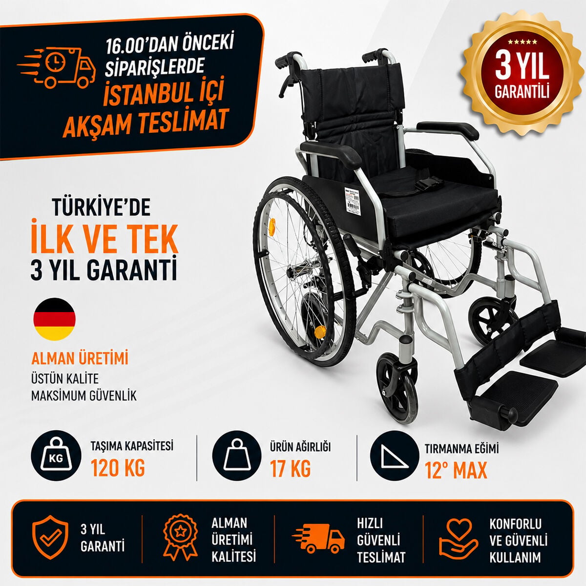 Römer R224 45 cm 6 Tekerli Alüminyum Manuel Tekerlekli Sandalye
