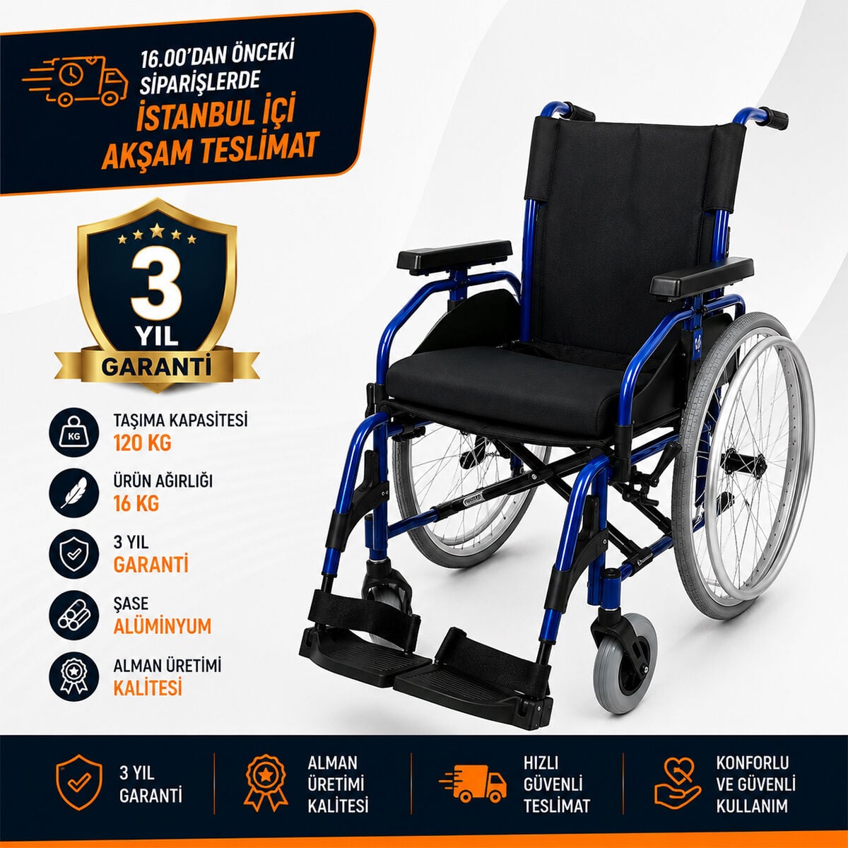 Römer R226 40 cm Alüminyum Manuel Tekerlekli Sandalye