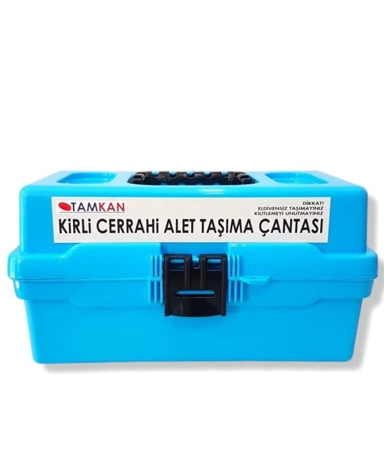 CANACIL TK3241 Kirli Cerrahi Alet Taşıma Çantası Mavi – Kilitli, 32x17x16 cm