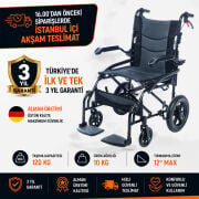 RÖMER R212 Hafif Manuel Tekerlekli Sandalye Siyah | Ultra Hafif Alüminyum Katlanabilir Tekerlekli Sandalye