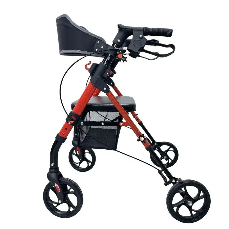 PR-885 Alüminyum Lüks Rollator Tekerlekli Walker | Oturaklı, Frenli, Sepetli ve Katlanabilir Hasta Yürüteci | Medikal Birlik