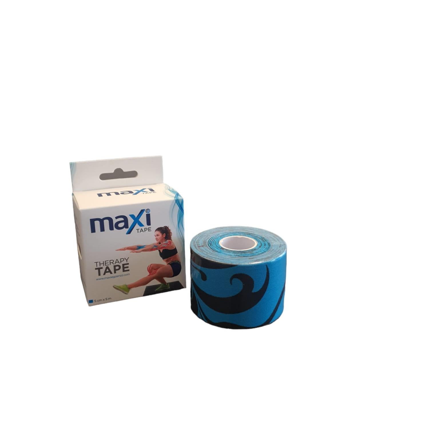 Maxi Desenli Kinesiotape Mavi 5 Metre x 5 Cm | Kinesio Ağrı Bandı