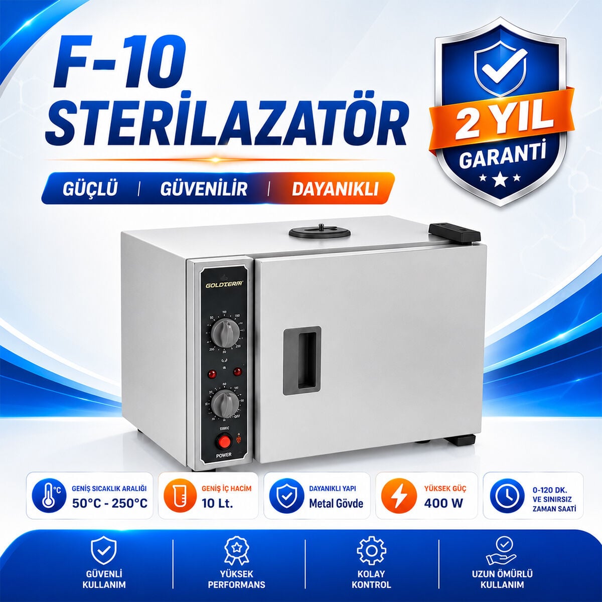 F10 Sterilizasyon Cihazı | 10 Litre Kuru Hava Sterilizatörü, Kuaför, Güzellik Merkezi ve Klinik Kullanımına Uygun