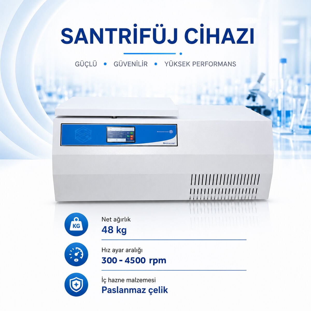 Elektromag M4808 PR Soğutmalı Santrifüj | 4500 rpm, 16×15 mL Kapasiteli Profesyonel Laboratuvar Santrifüjü