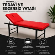 TK-726 Manuel Terapi Yatağı - Kırmızı | 60x180 cm, 3 Kademeli Başlık, 150 kg Taşıma Kapasiteli