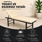 TK-726 Manuel Terapi Yatağı - Krem | 60x180 cm, 3 Kademeli Başlık, 150 kg Taşıma Kapasiteli