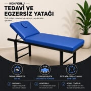 TK-726 Manuel Terapi Yatağı - Mavi | 60x180 cm, 3 Kademeli Başlık, 150 kg Taşıma Kapasiteli