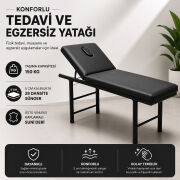 TK-726 Manuel Terapi Yatağı - Siyah | 60x180 cm, 3 Kademeli Başlık, 150 kg Taşıma Kapasiteli