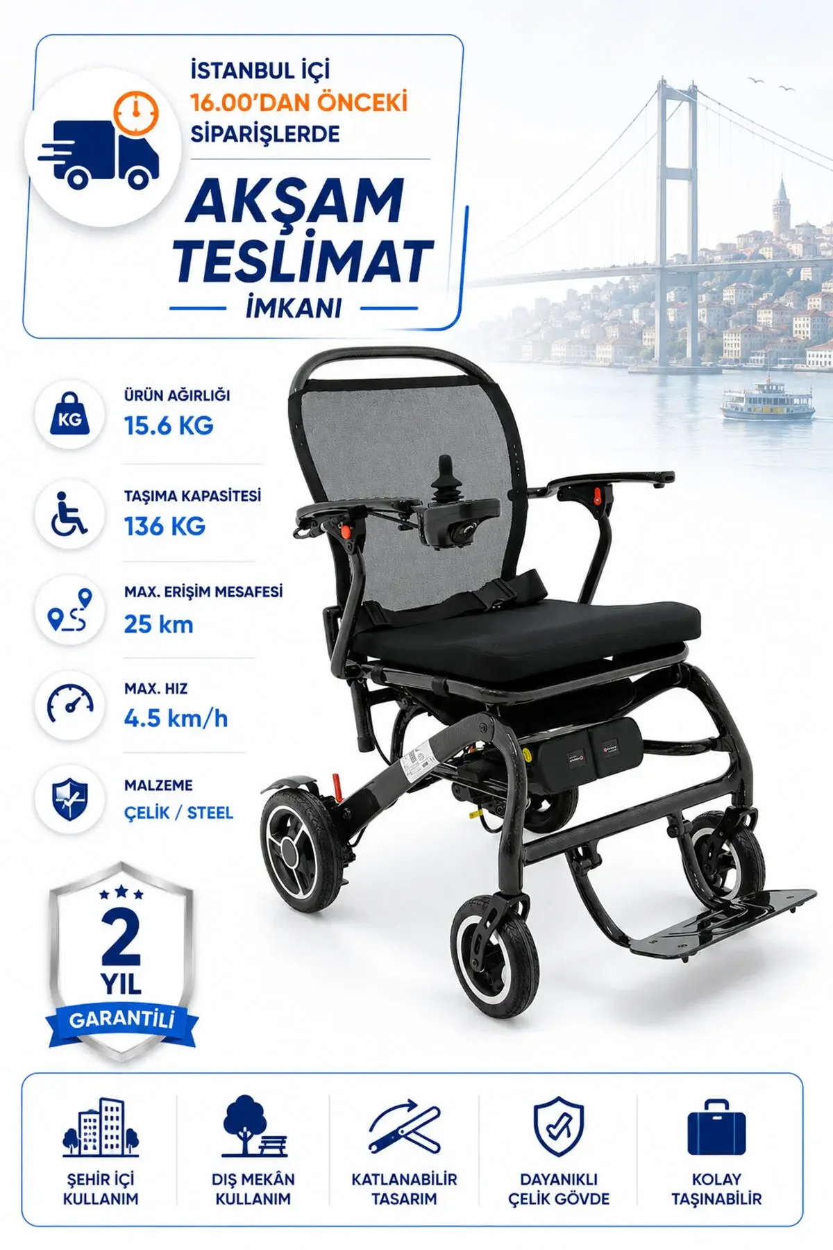 S475 Karbon Fiber Akülü Tekerlekli Sandalye | 15,6 Kg, 2×250W, 45 Cm Oturum, Katlanabilir