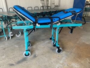 TAGESAN Katlanabilir Tekerlekli Ambulans Sedyesi | Mavi Hasta Taşıma ve Transfer Sedyesi