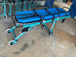 TAGESAN Katlanabilir Tekerlekli Ambulans Sedyesi | Mavi Hasta Taşıma ve Transfer Sedyesi