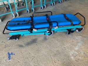 TAGESAN Katlanabilir Tekerlekli Ambulans Sedyesi | Mavi Hasta Taşıma ve Transfer Sedyesi