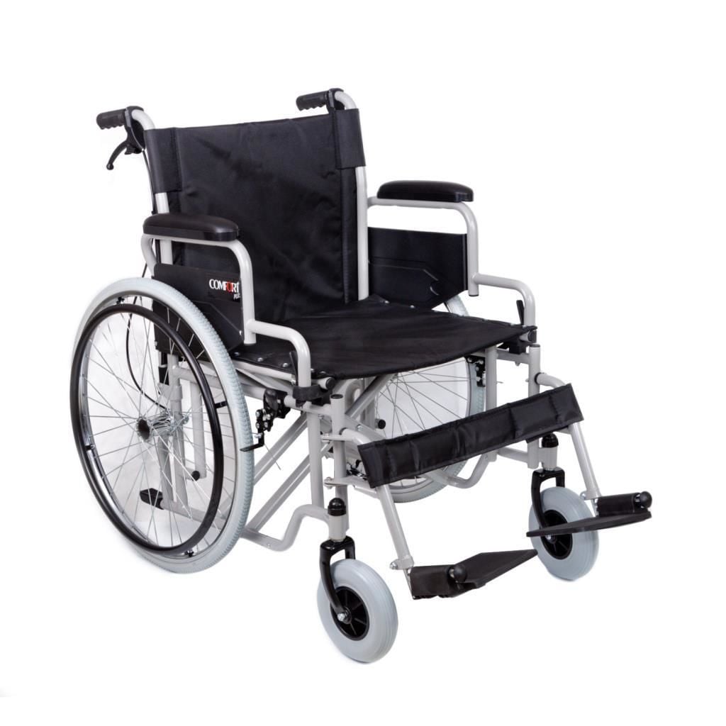 Comfort Plus DM-312 Centro 60 cm Tekerlekli Sandalye | XXL Büyük Beden, Çift Makaslı, Refakatçi Frenli