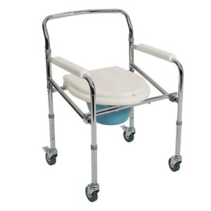 PR-771 Tekerlekli Katlanır Komot Banyo Tuvalet Sandalyesi | 100 Kg, Klozetli Hasta Tuvalet Arabası | Medikal Birlik