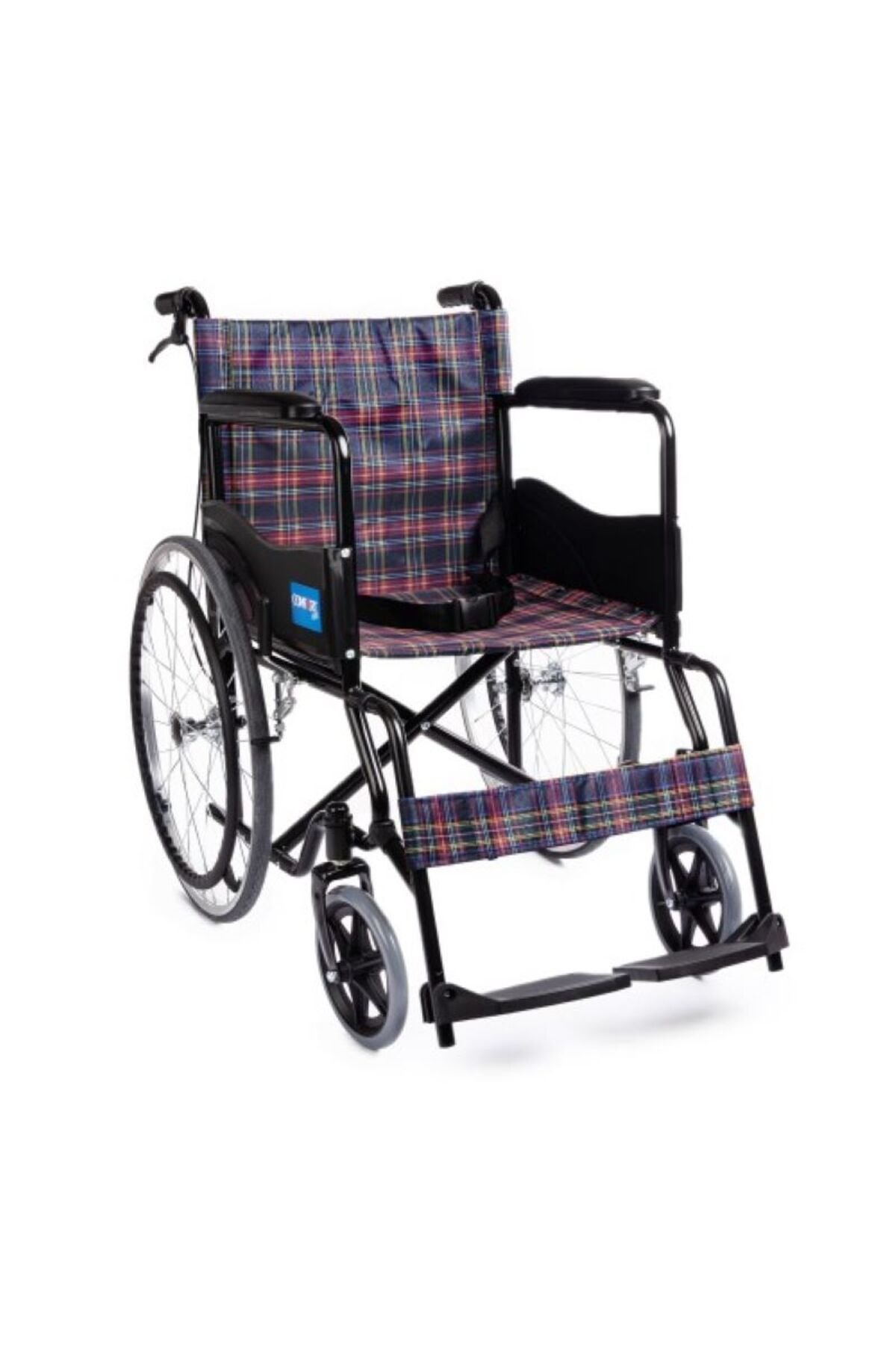 KY809BJ Ekose Özellikli Tekerlekli Sandalye SİYAH RENKLİ MANUEL SANDALYE LÜX