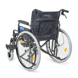 DM-312 Centro 55 Cm Titanyum Standart Manuel Tekerlekli Sandalye | Refakatçi Frenli Geniş Oturumlu Engelli Sandalyesi