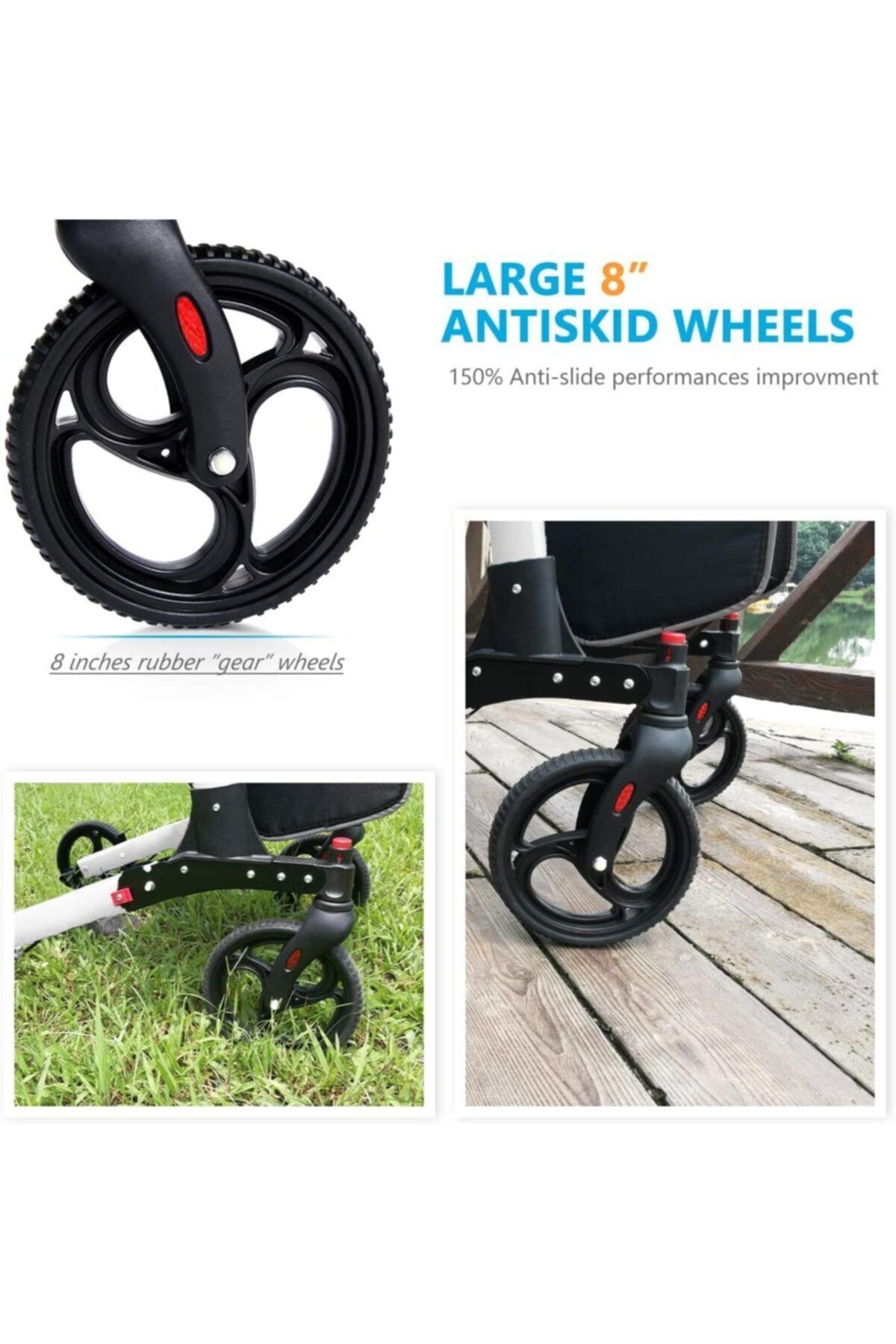 Walker Rollator alüminyum hafif seyahat kurtarıcı, yürüteç tam donanımlı, 3 kat katlanabilir, bagaj için, katlanabilir, seyahat ve uçuş için, yüksekliği ayarlanabilir, kayış, baston tutucu, yürüme