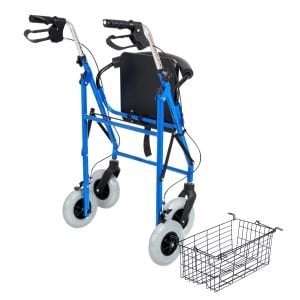 Comfort Plus DY049146L Kalın Tekerlekli Rolatör Yürüteç | Alüminyum Sepetli Katlanabilir Rollato