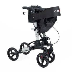 Comfort Plus DM-9102 Gümüş Lüx Alüminyum Rolatör Yürüteç Katlanabilir, Seyahat Ve Uçuş Için, Yüksekliği Ayarı Baston Tutucu