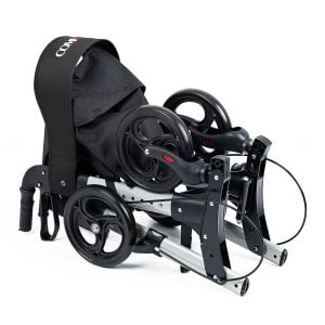 Comfort Plus DM-9102 Gümüş Lüx Alüminyum Rolatör Yürüteç Katlanabilir, Seyahat Ve Uçuş Için, Yüksekliği Ayarı Baston Tutucu