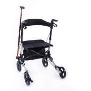Comfort Plus DM-9102 Gümüş Lüx Alüminyum Rolatör Yürüteç Katlanabilir, Seyahat Ve Uçuş Için, Yüksekliği Ayarı Baston Tutucu
