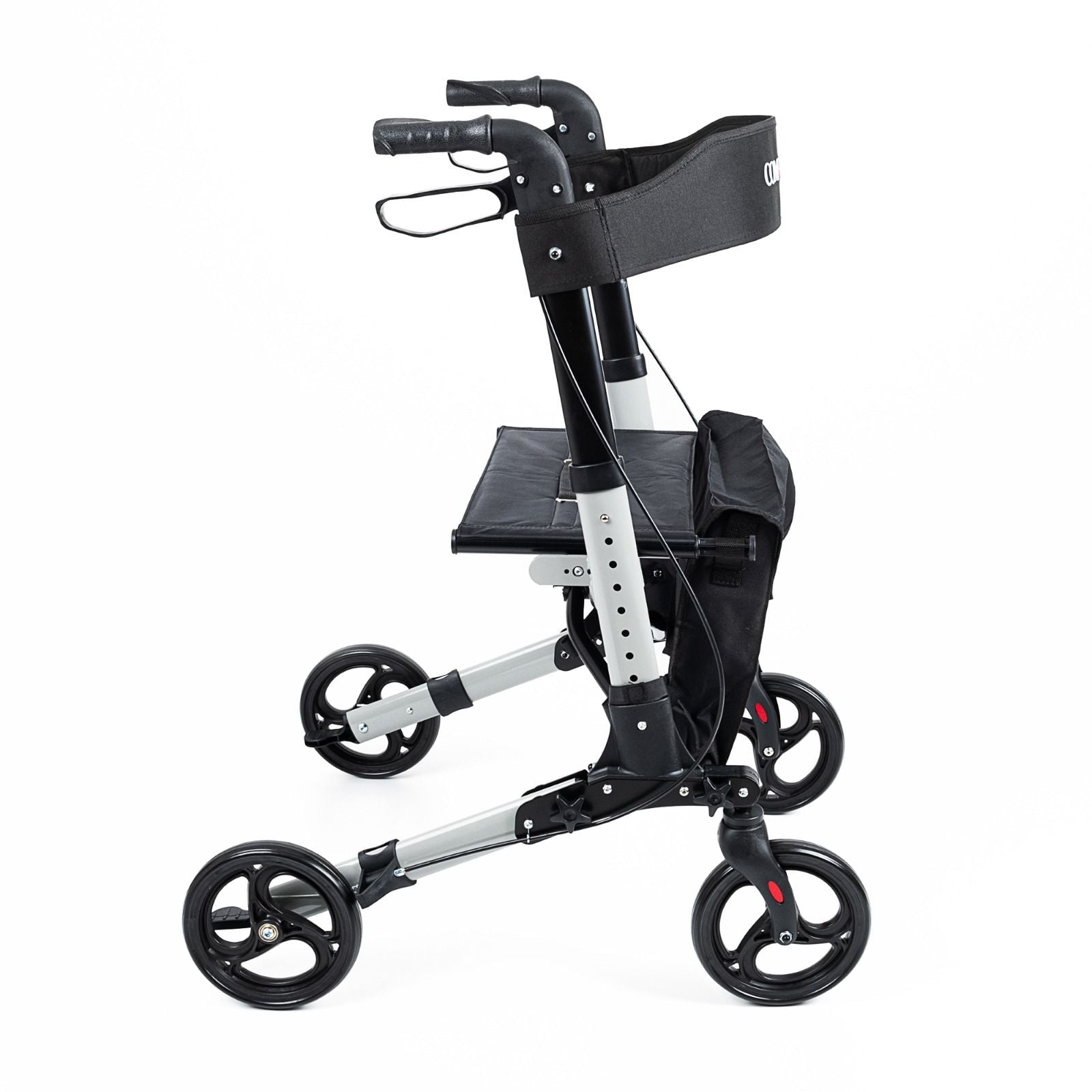 Comfort Plus DM-9102 Gümüş Lüx Alüminyum Rolatör Yürüteç Katlanabilir, Seyahat Ve Uçuş Için, Yüksekliği Ayarı Baston Tutucu