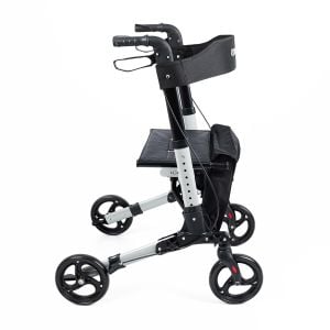 Comfort Plus DM-9102 Gümüş Lüx Alüminyum Rolatör Yürüteç Katlanabilir, Seyahat Ve Uçuş Için, Yüksekliği Ayarı Baston Tutucu