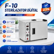 F-10 Dijital Sterilizasyon Cihazı | 10 Litre Dijital Kuru Hava Sterilizatörü, Kuaför, Güzellik Merkezi ve Klinik Kullanımına Uygun