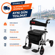 P777P Alüminyum Pedallı Lüks Rollatör | Hafif Gövde, Güvenli Yürüme Desteği ve Konforlu Dinlenme Alanı