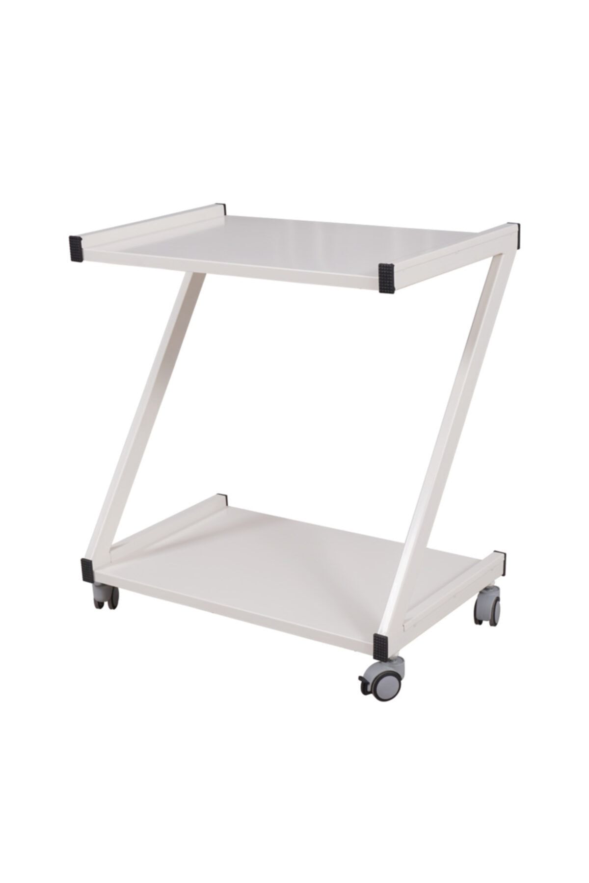 Iki Katlı Z Tipi Cihaz Sehpası Beyaz