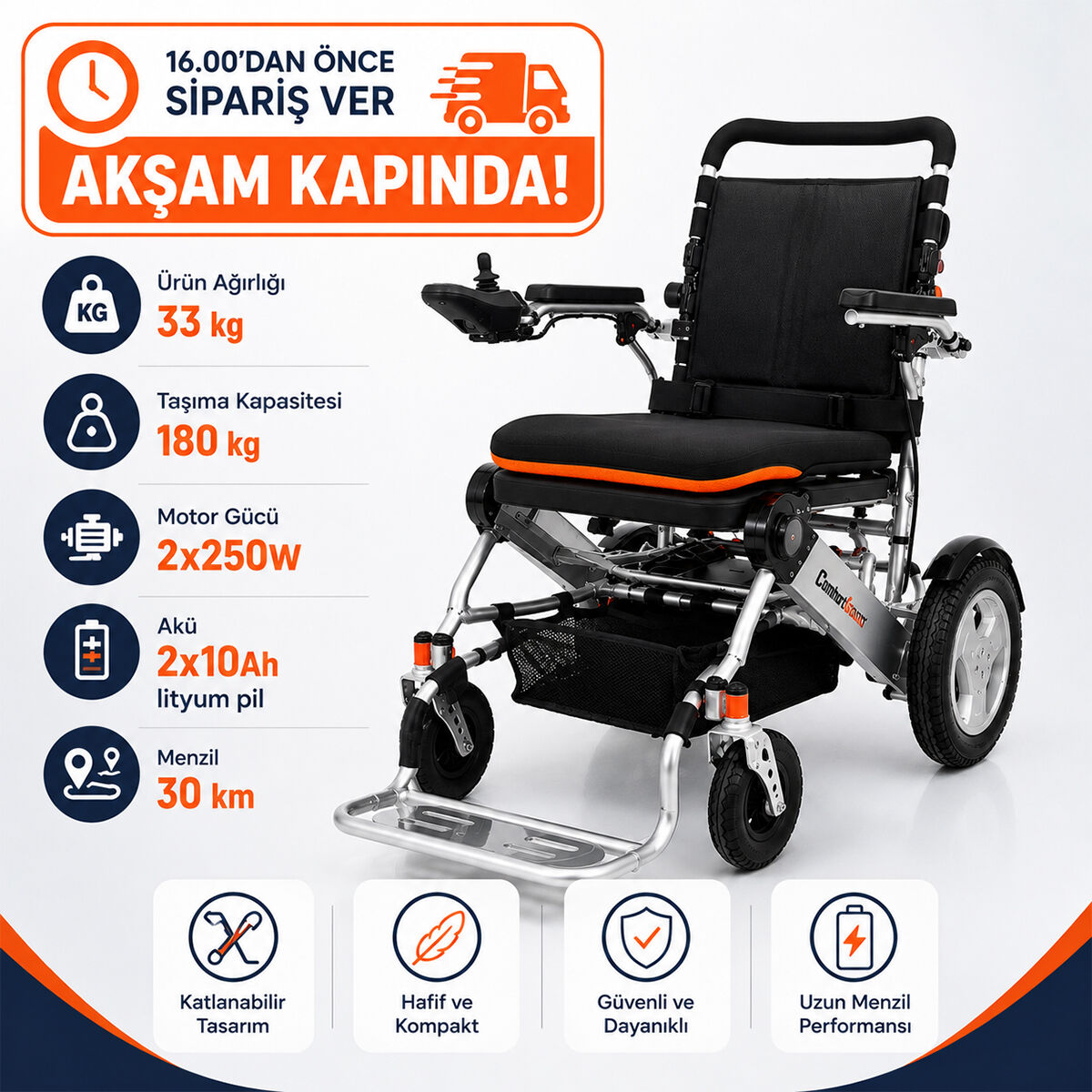 P209 XL Ultra Hafif Akülü Sandalye | Hafifliği, 180kg Taşıma Kapasitesi ve Uzun Menziliyle Güçlü Model