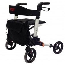 P777 Rollatör Beyaz 4 Tekerlekli Oturaklı Yürüteç Rollatör hasta yürüteci frenli oturak aparatlı çantalı