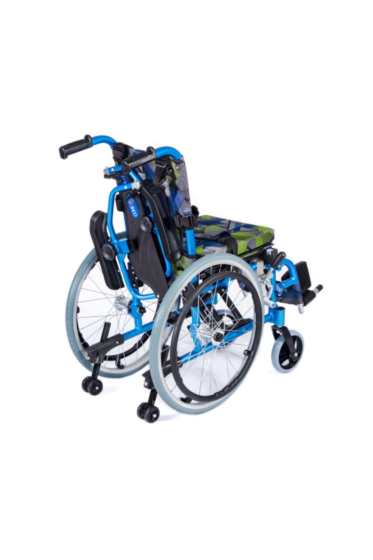 KY980LQ-30 Alüminyum Pediatrik Özellikli Tekerlekli Sandalye Mavi