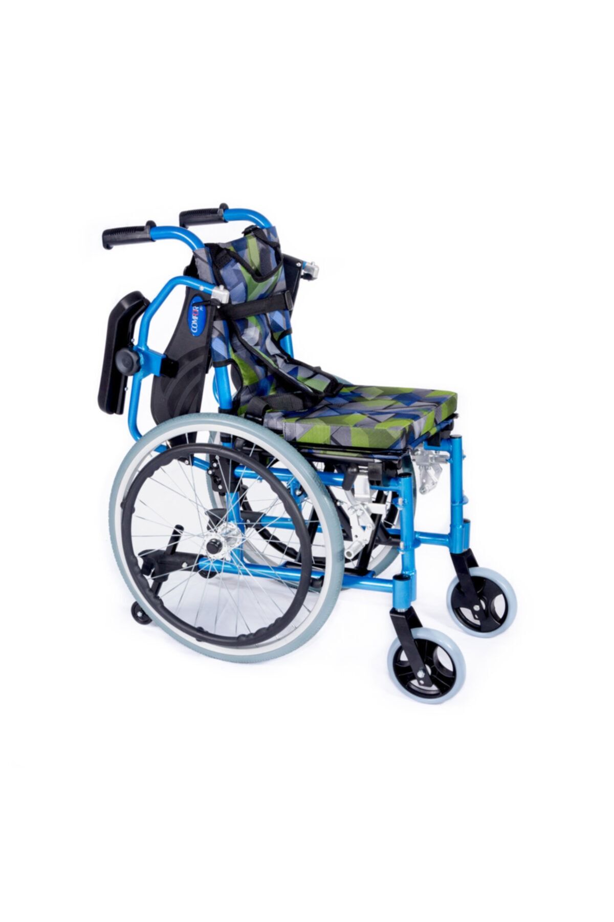 KY980LQ-30 Alüminyum Pediatrik Özellikli Tekerlekli Sandalye Mavi