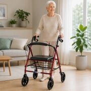 Comfort Plus DM-9144 Rolatör oturaklı Yürüteç sepetli frenli 4 Tekerlekli Yürüteç